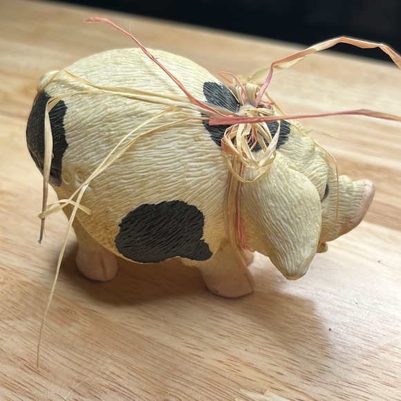 Pete Apsit 1992 Black & White Spotted Pig figurine W/ Glass Eyes - Picture 2 of 10